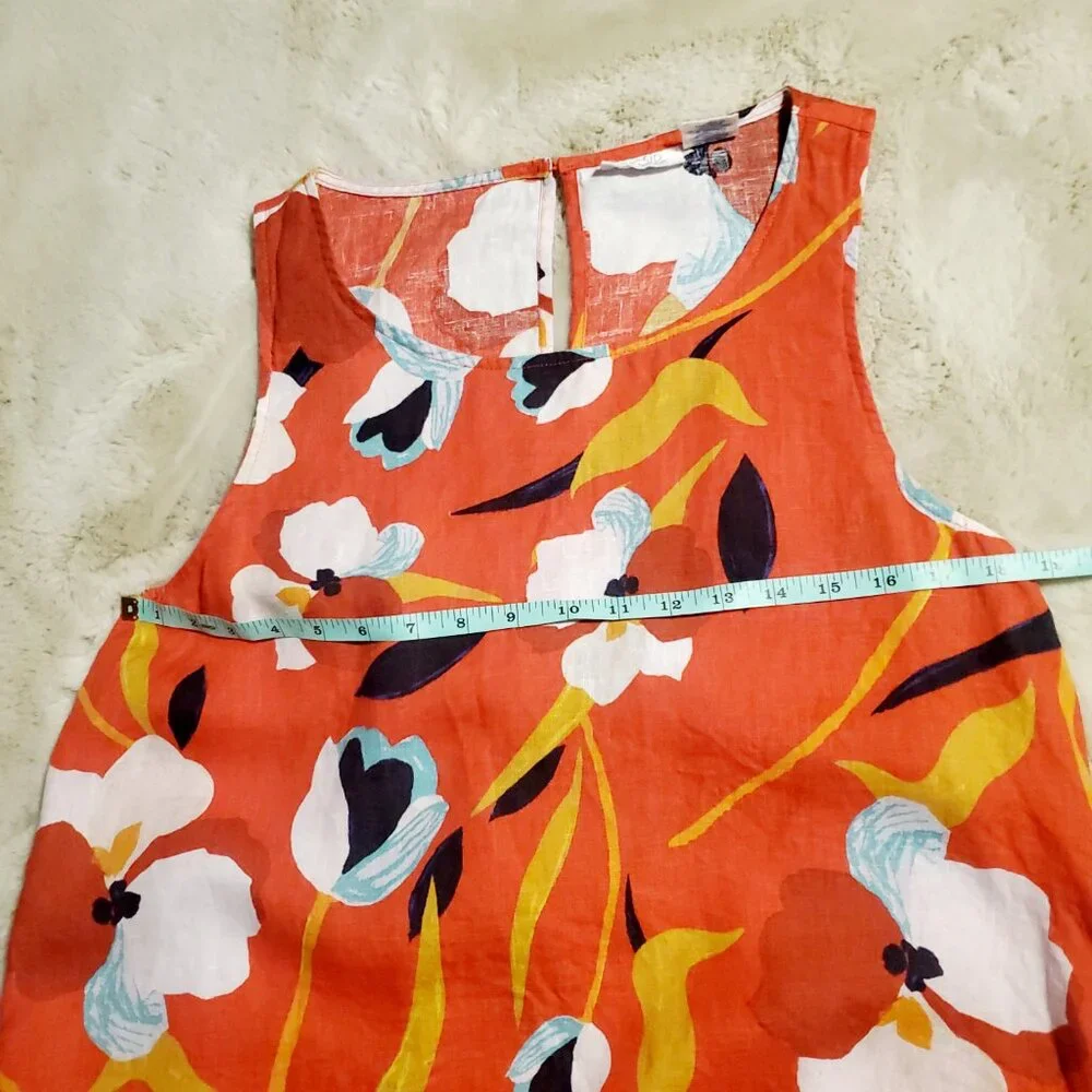 Linen Sigrid Olsen Floral Shift Dress with Pockets Size M - Picture 7 of 8